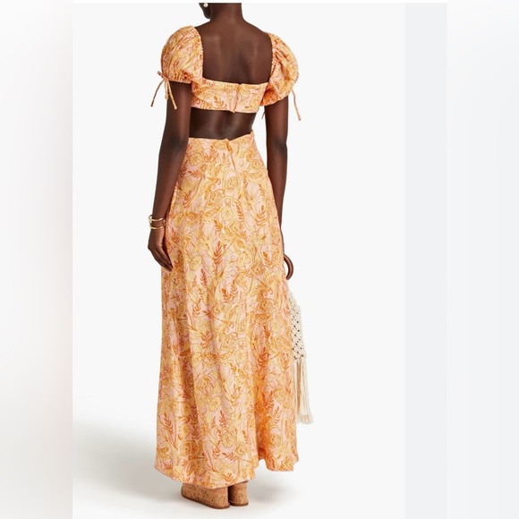 NWT Agua by Agua Bendita  Cielo Vuelo Atardecer Puff Sleeve Cut Out Dress Sz M - Picture 4 of 8